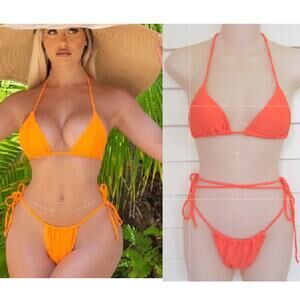 Matte Swim Collection Orange Cheeky String Bikini NWOT